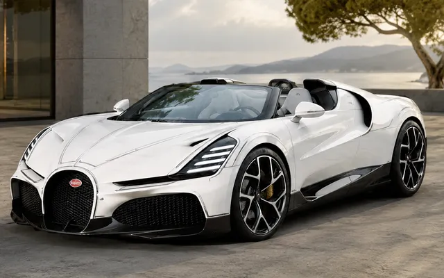 Bugatti W16 Mistral Blanc Éternel: porcelani dhe W16