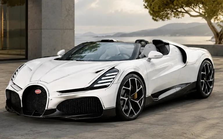Bugatti W16 Mistral Blanc Éternel: porcelani dhe W16